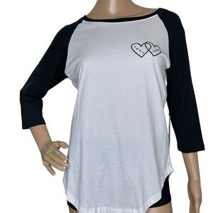 Modcloth They/Them Black and White Raglan Sleeve Women's Top NWT medium
